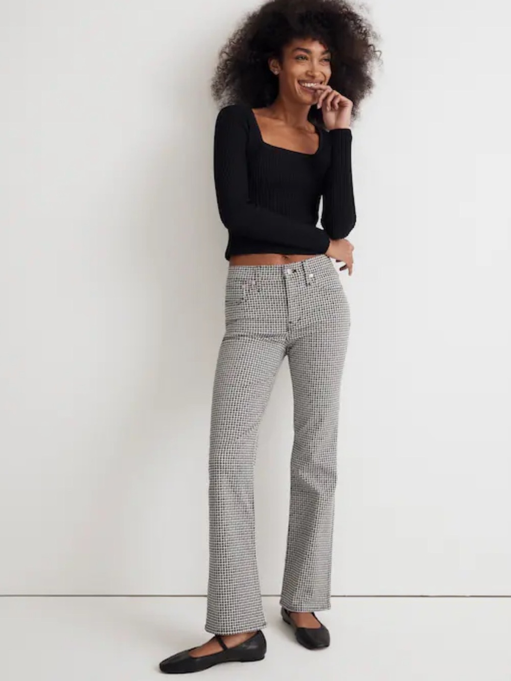 Madewell Kick Out Crop Jeans in Houndstooth Check Size 29